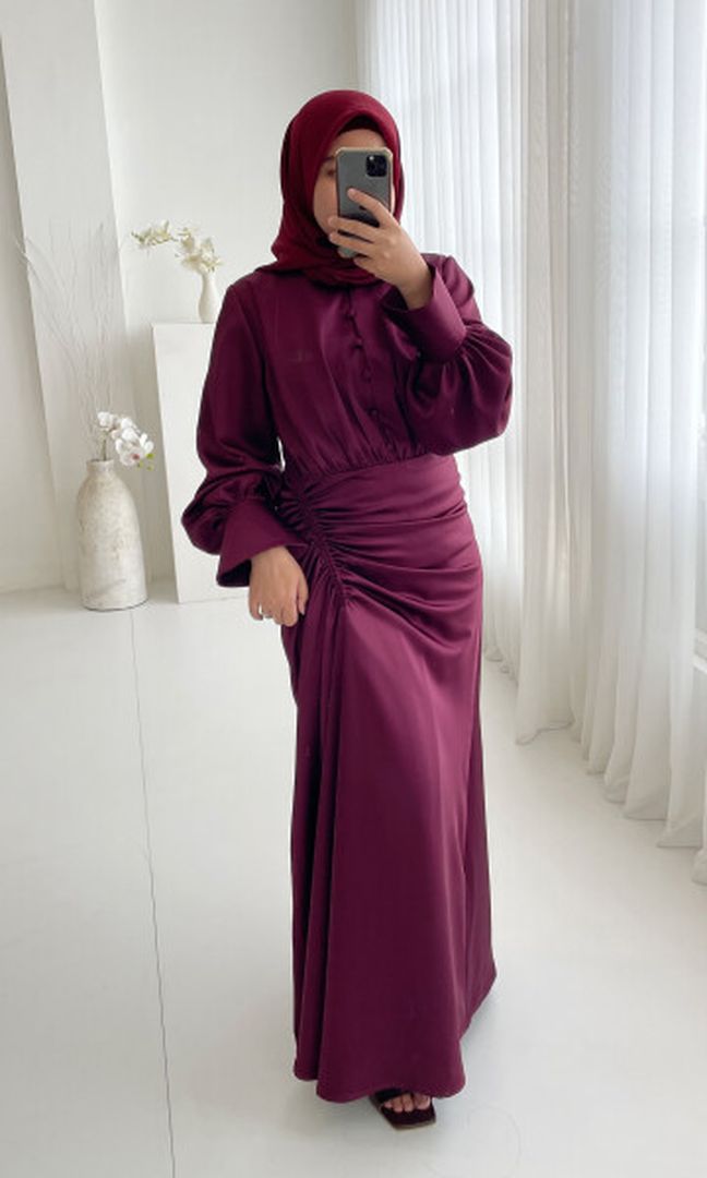 Navid Dress in Wine (LONG)