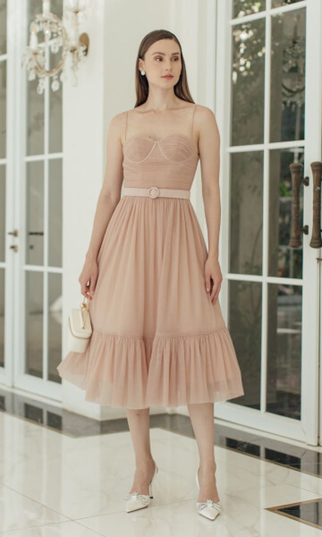 Cecily Dress in Dusty Pink