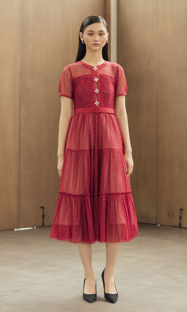 Varley Dress in Maroon