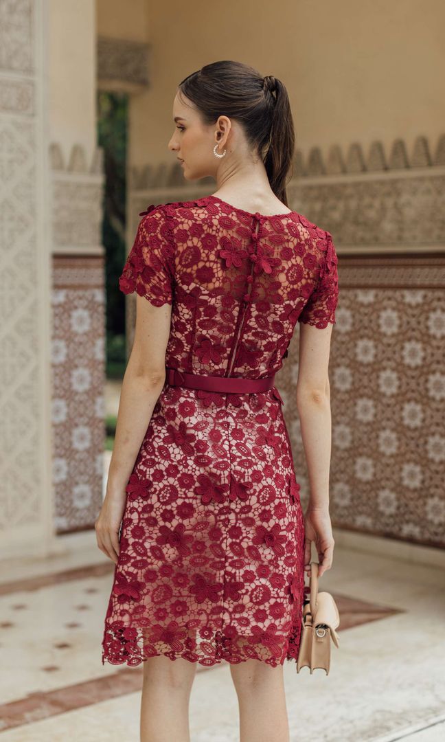 Bloom Dress in Maroon