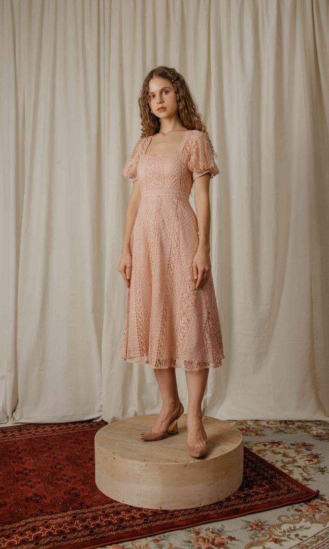 Daphne Dress in Coral Pink
