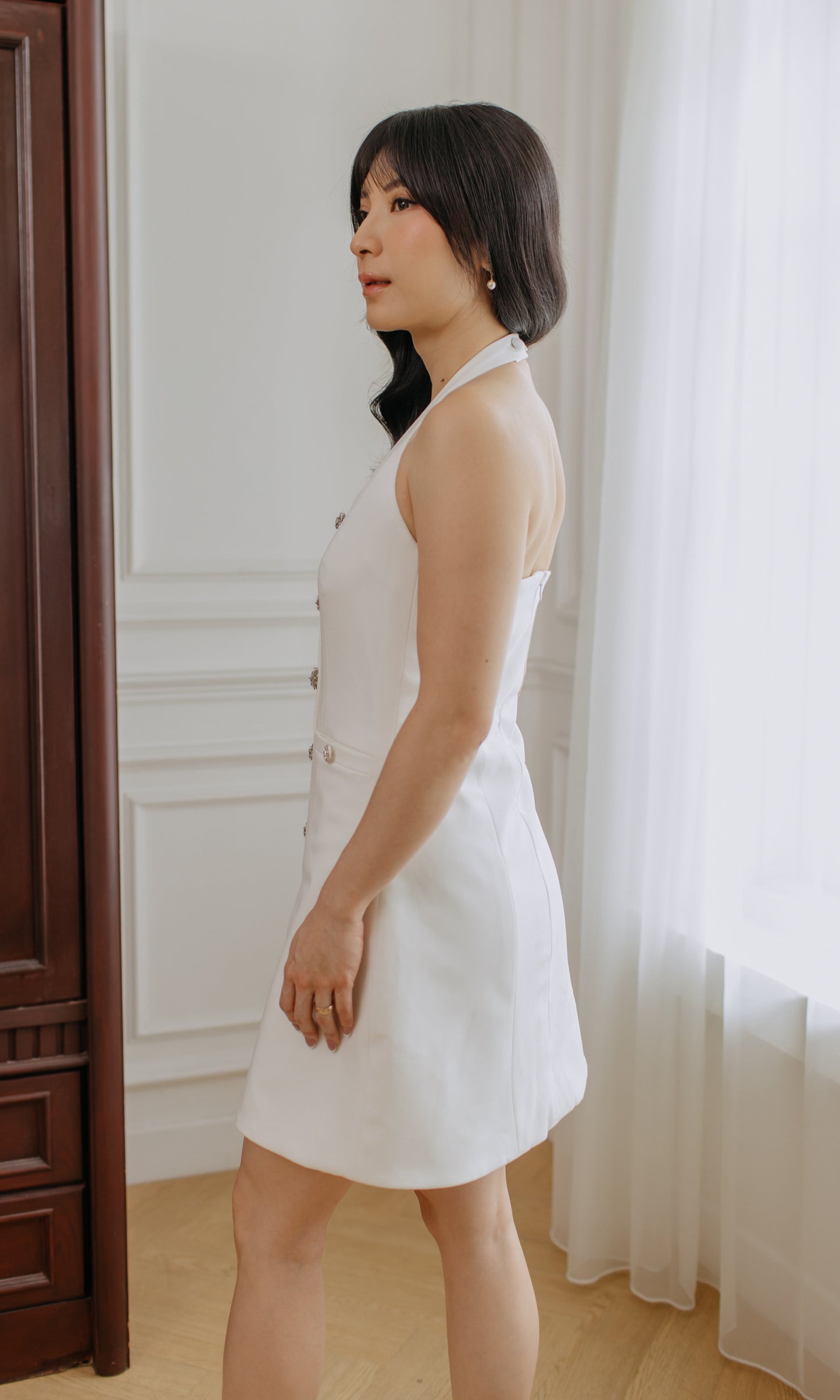 Almond Dress in White