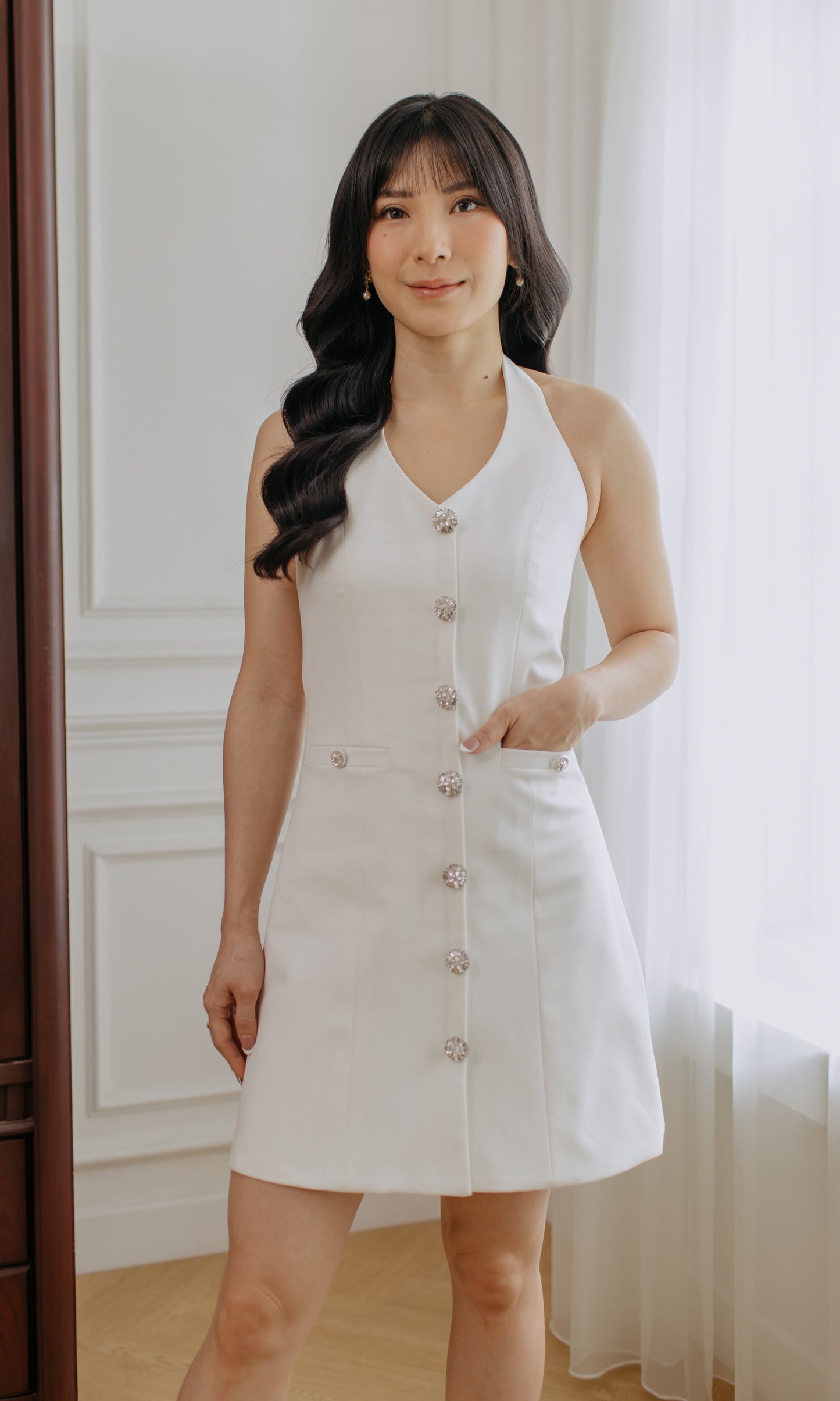 Almond Dress in White