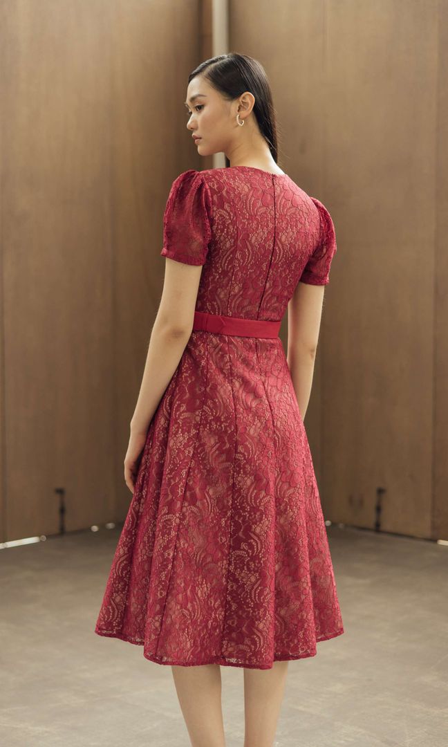 Dowson Dress in Maroon