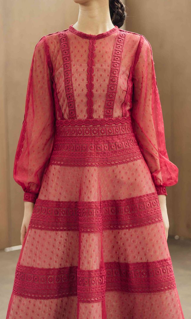 Silver Dress in Maroon