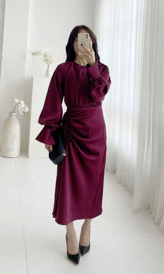 Navid Dress in Wine (SHORT)