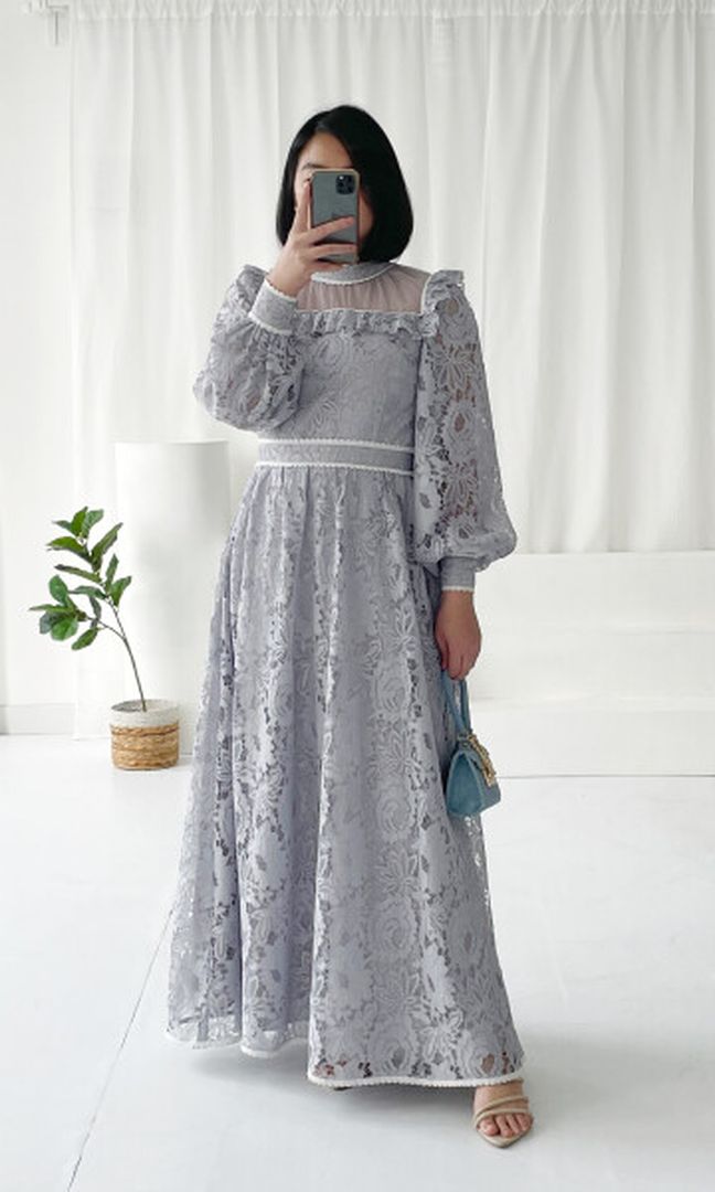 Zoya Dress in Steel Grey (LONG)