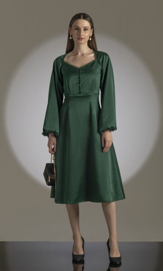 Simone Dress in Emerald