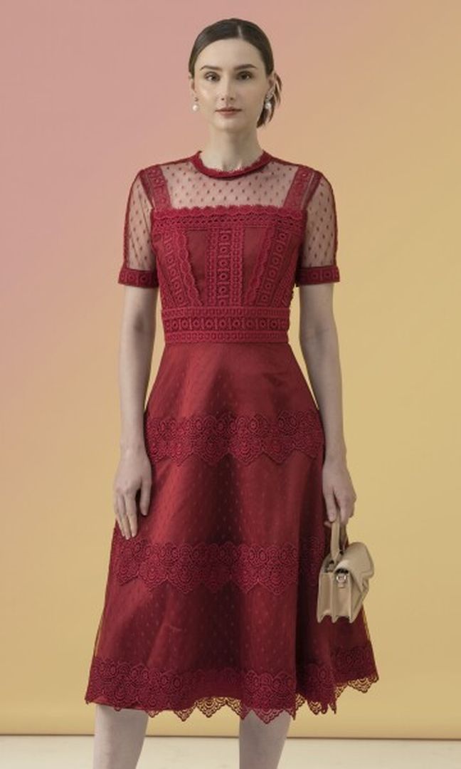 Silas Dress in Maroon