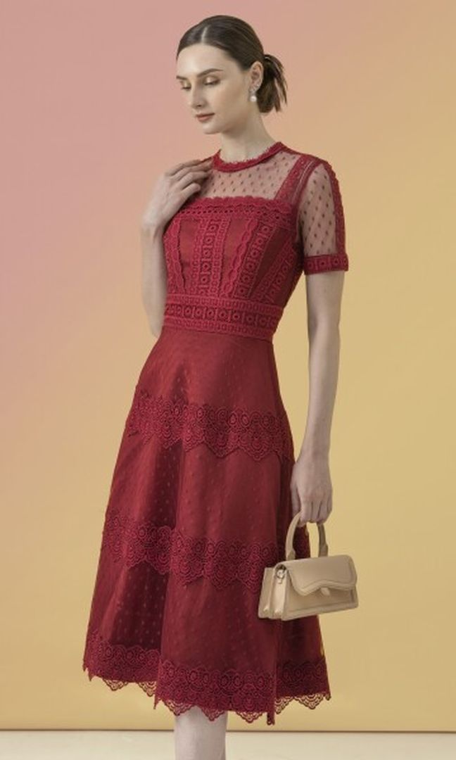 Silas Dress in Maroon