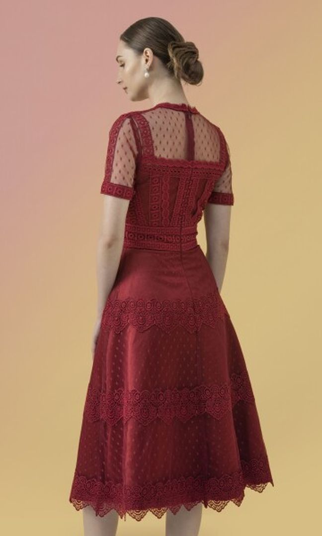 Silas Dress in Maroon