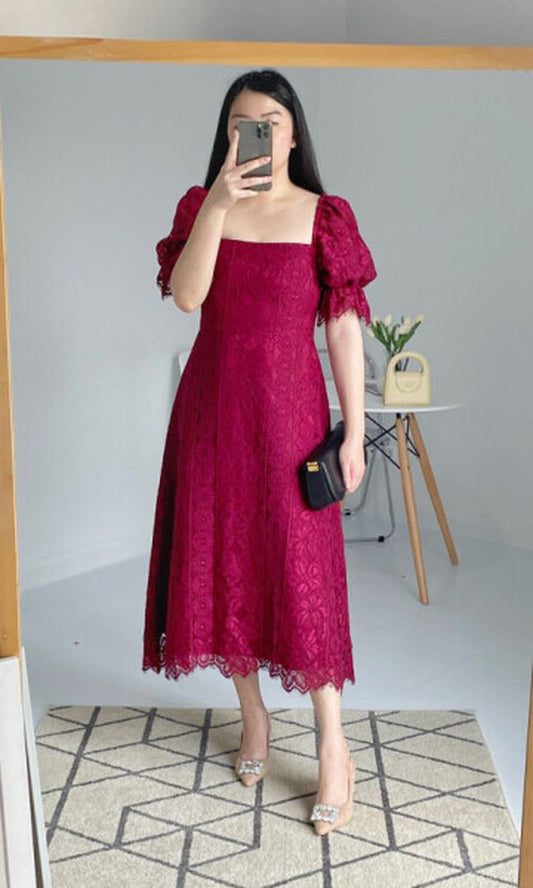 Cara Dress in Maroon (Ready S)