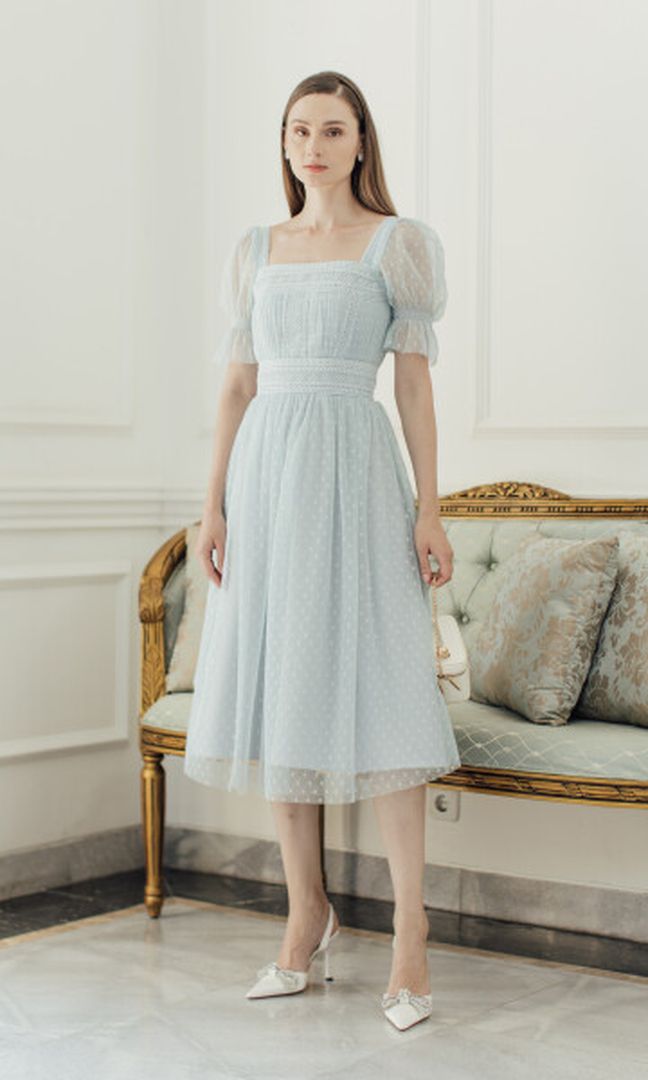 Clementine Dress in Ash Blue