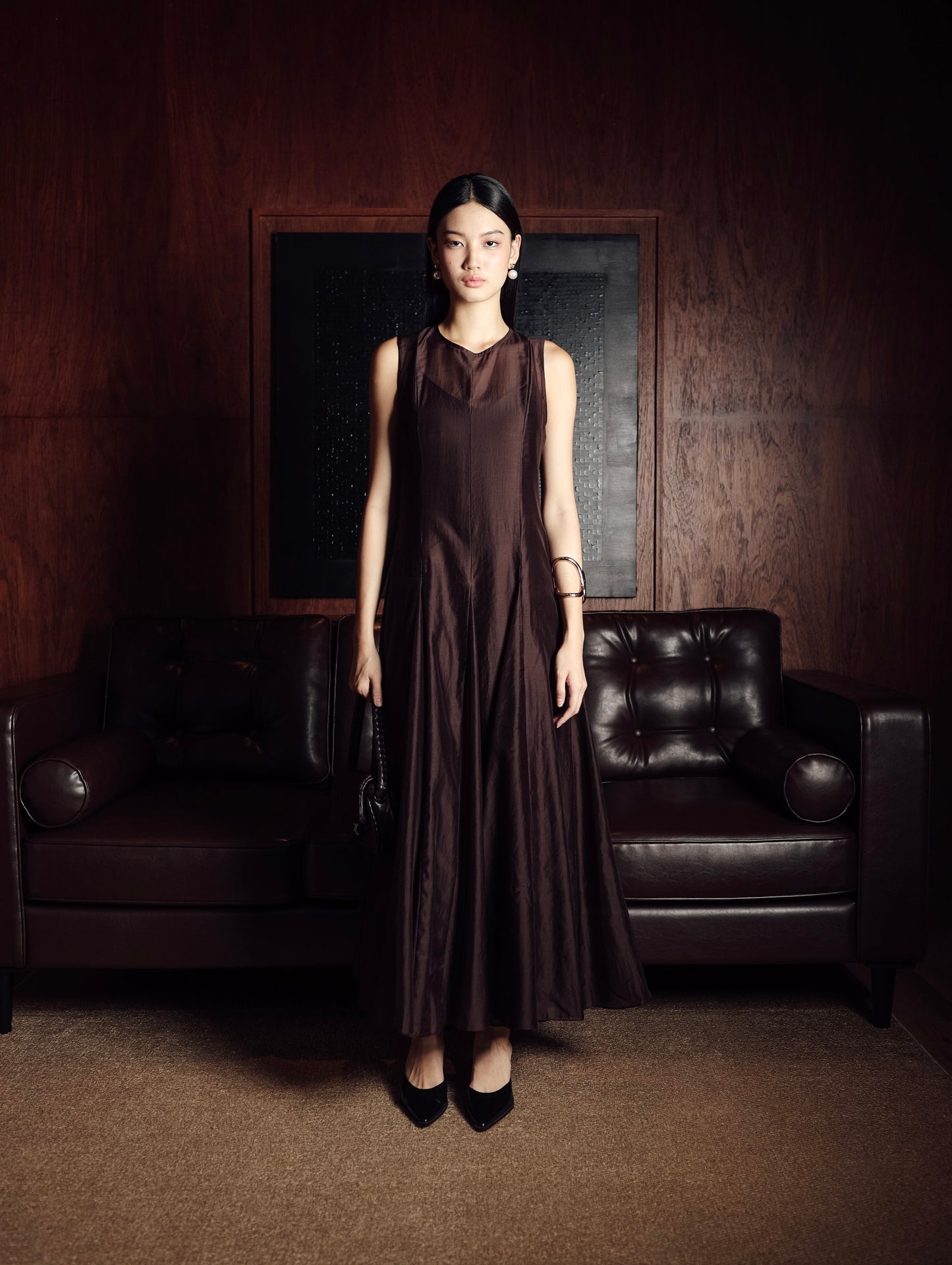 Siren Dress in Deep Brown
