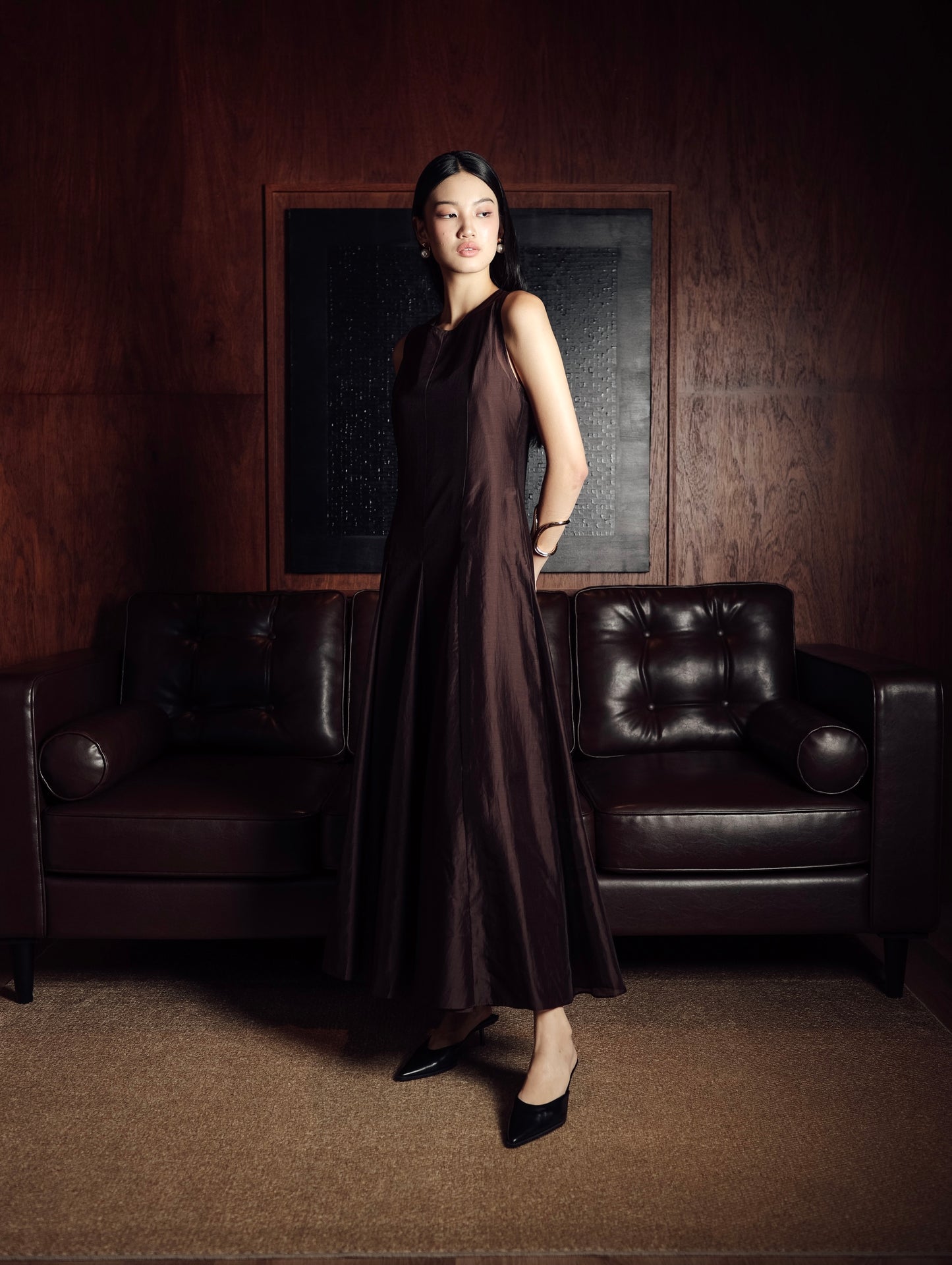 Siren Dress in Deep Brown