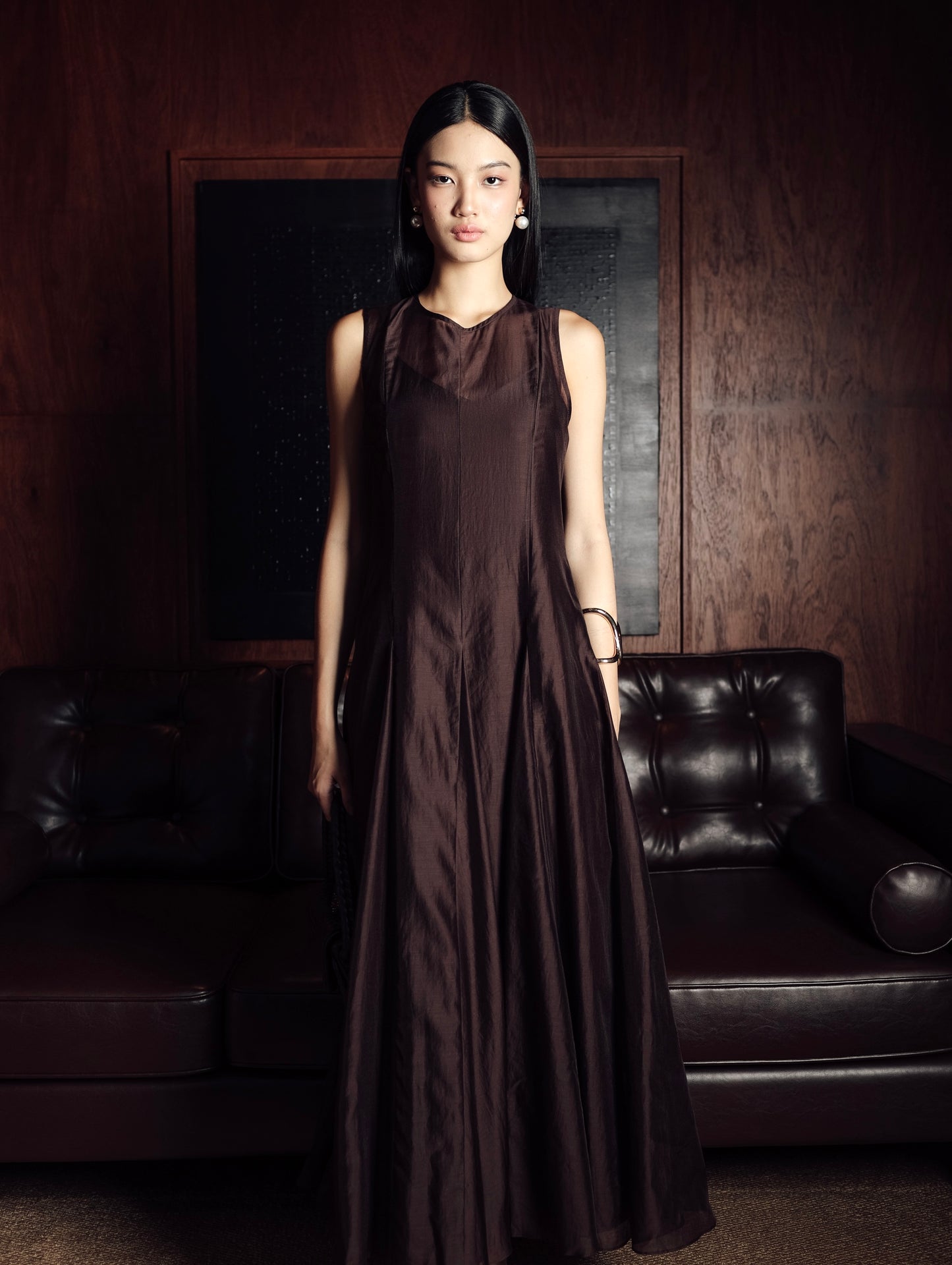 Siren Dress in Deep Brown