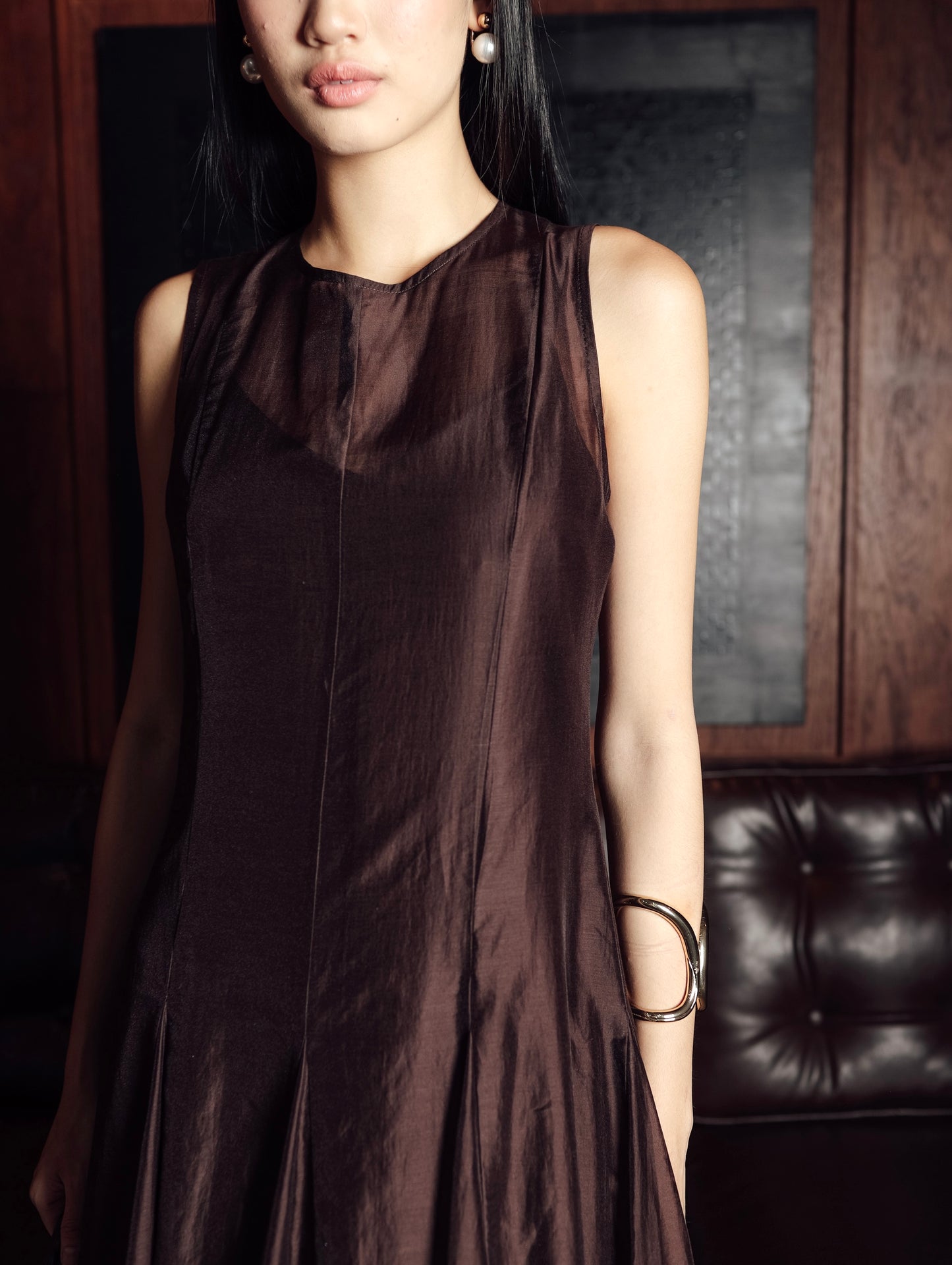 Siren Dress in Deep Brown