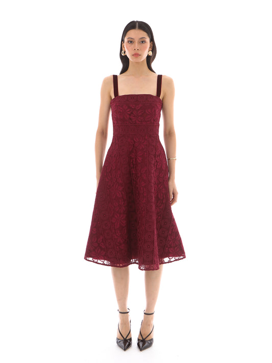 Palm Dress in Burgundy