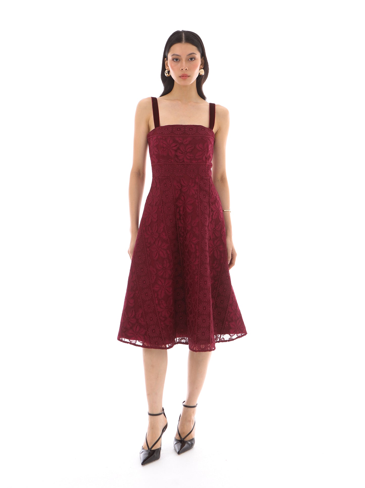 Palm Dress in Burgundy