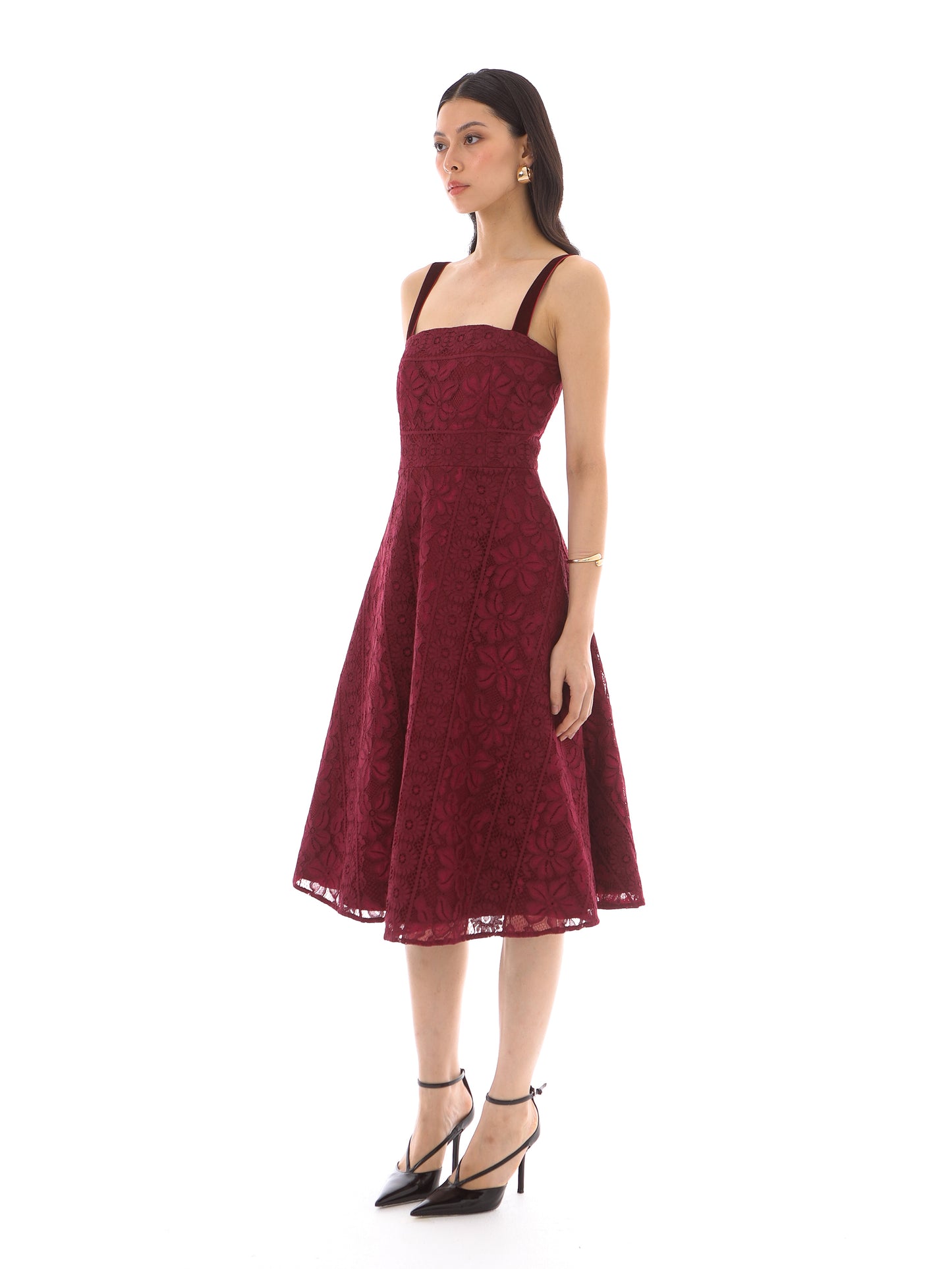 Palm Dress in Burgundy