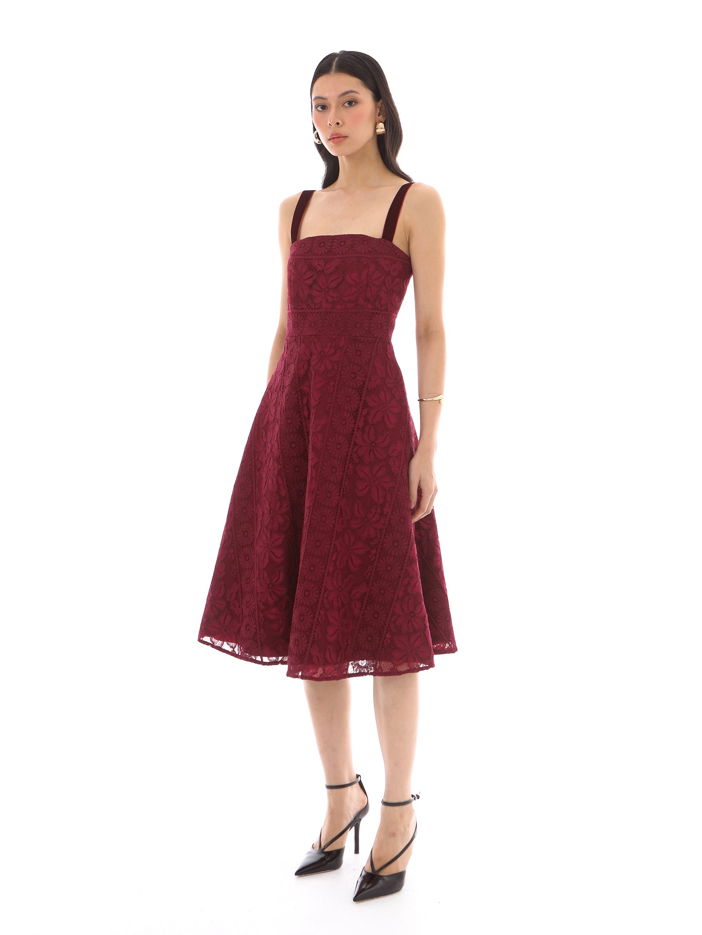 Palm Dress in Burgundy