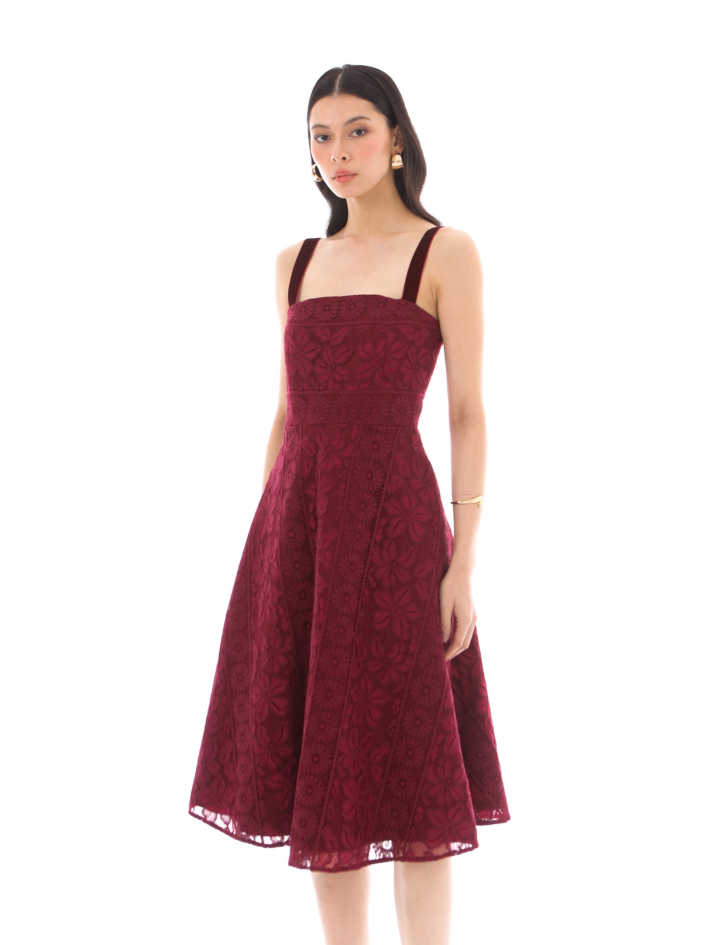 Palm Dress in Burgundy