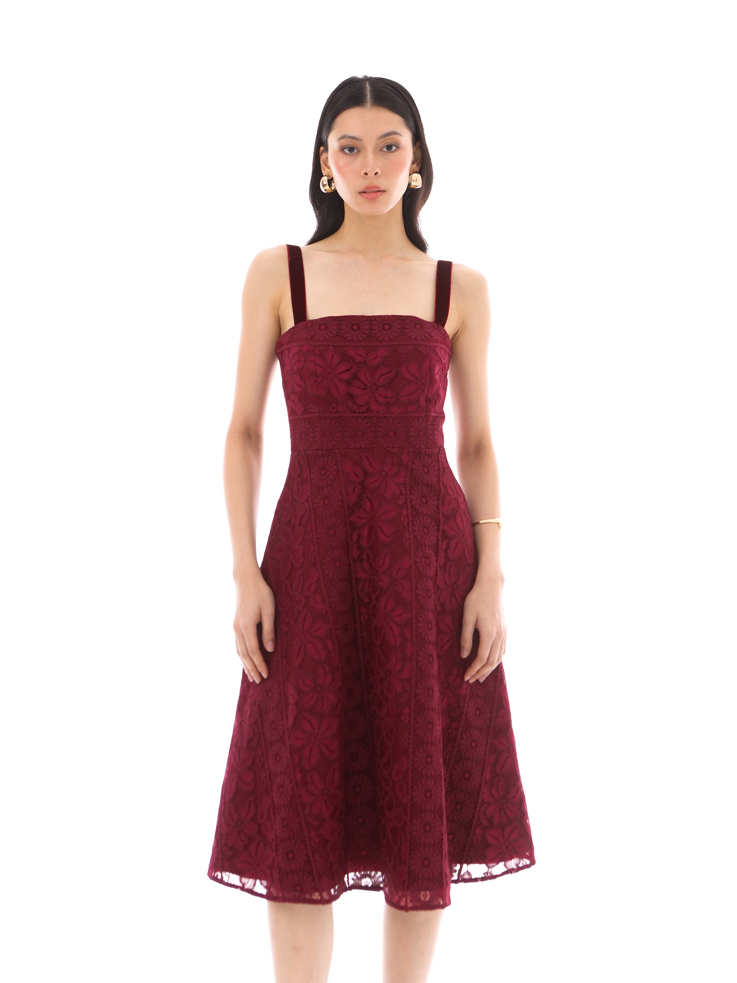 Palm Dress in Burgundy