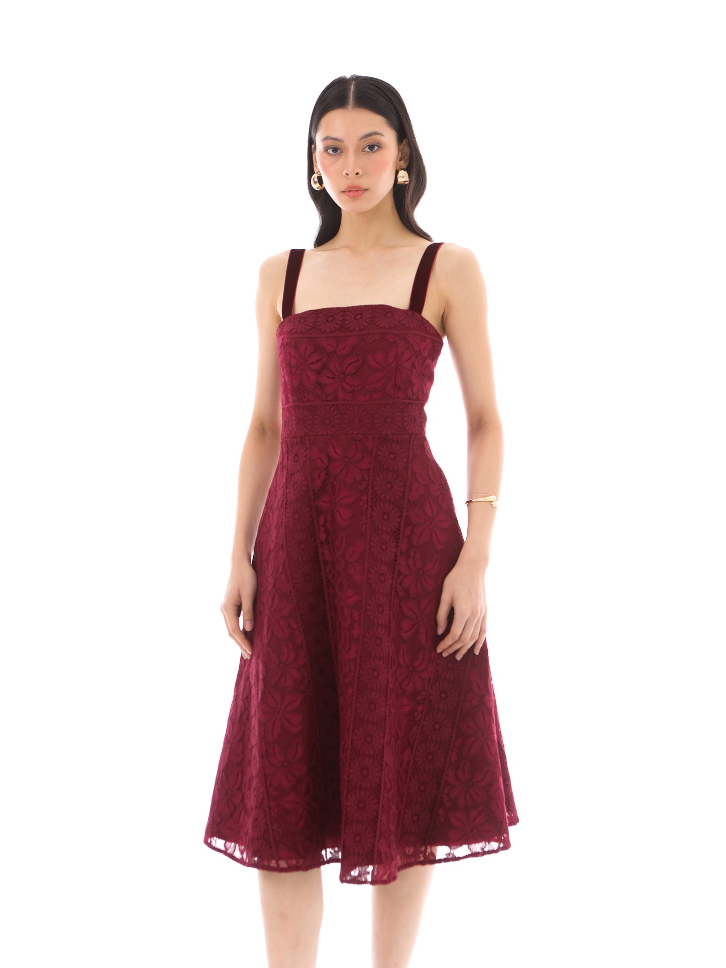 Palm Dress in Burgundy