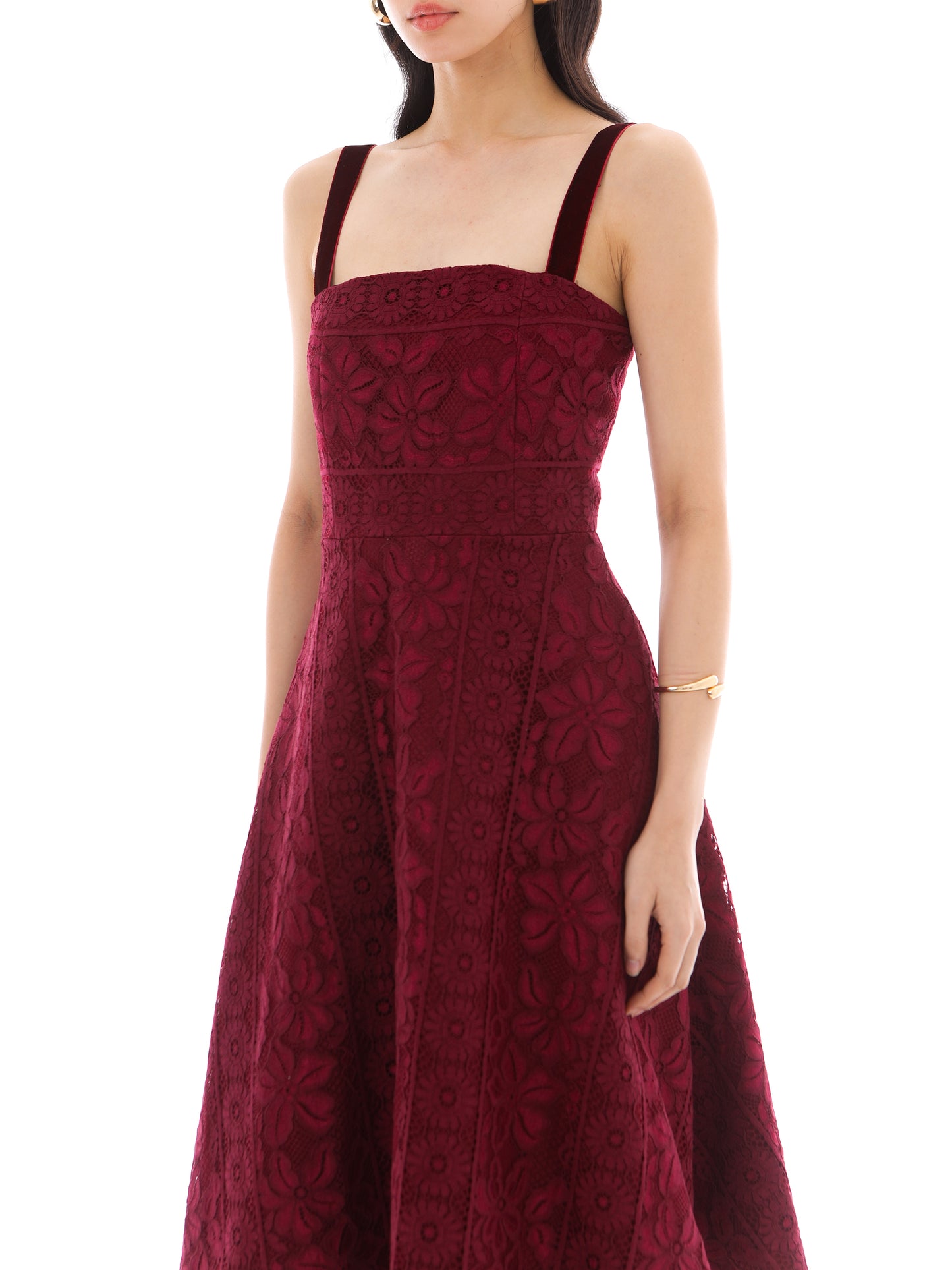 Palm Dress in Burgundy