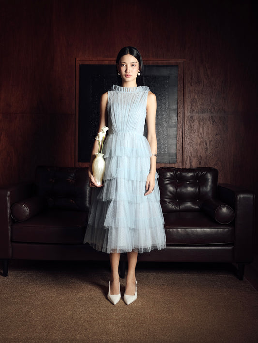 Regina Dress in Ash Blue