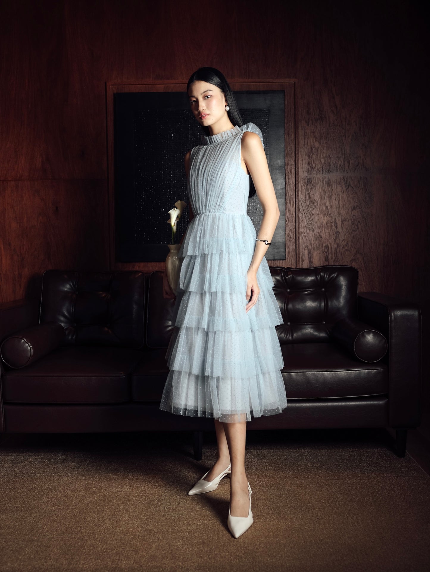 Regina Dress in Ash Blue