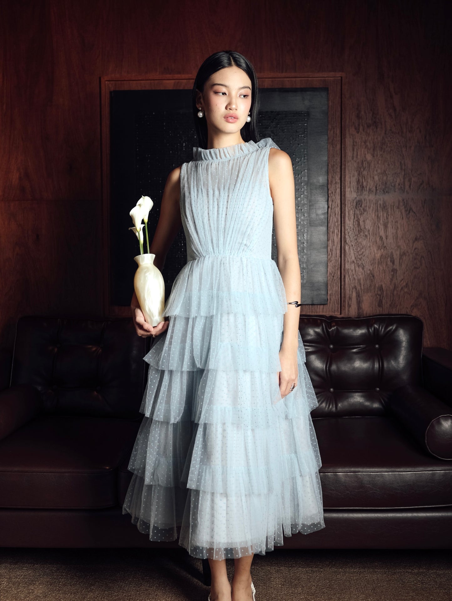 Regina Dress in Ash Blue