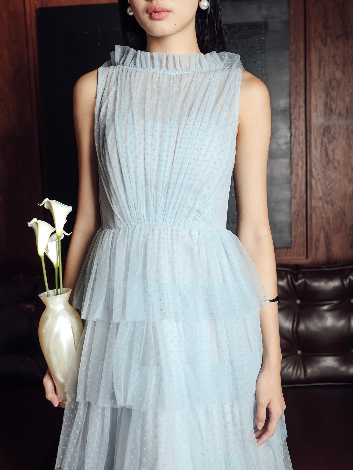 Regina Dress in Ash Blue