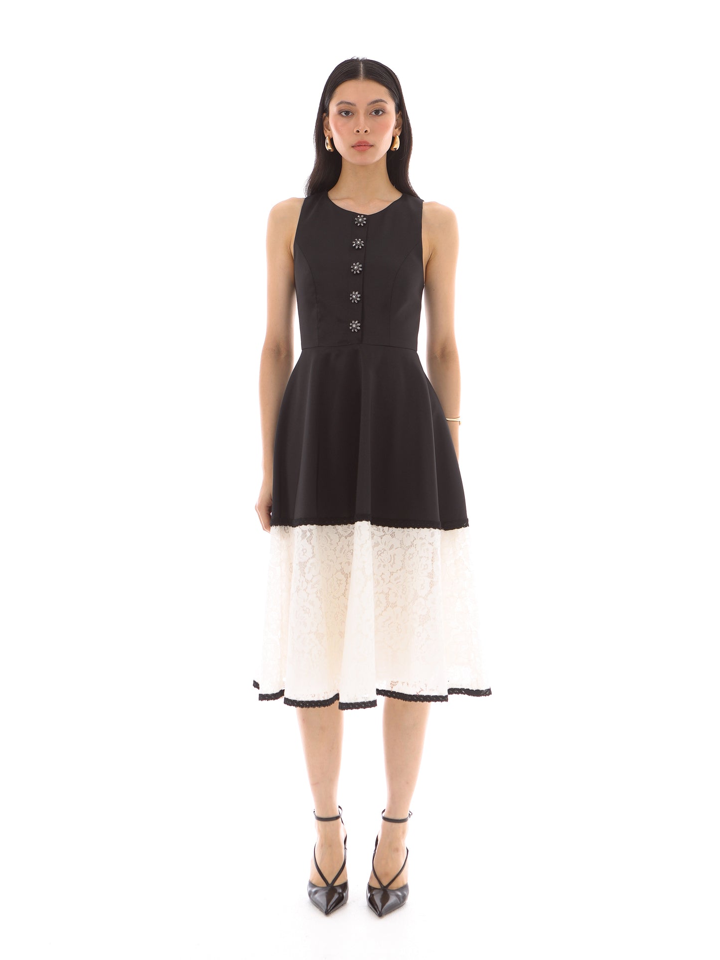 Meredith Dress in Black/White