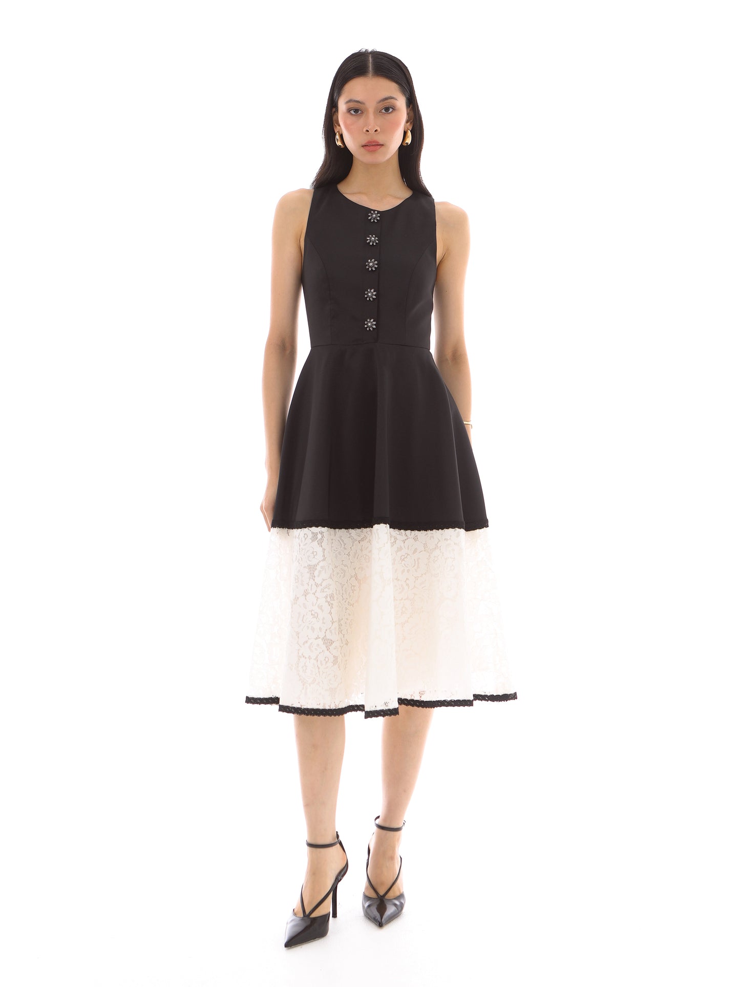 Meredith Dress in Black/White
