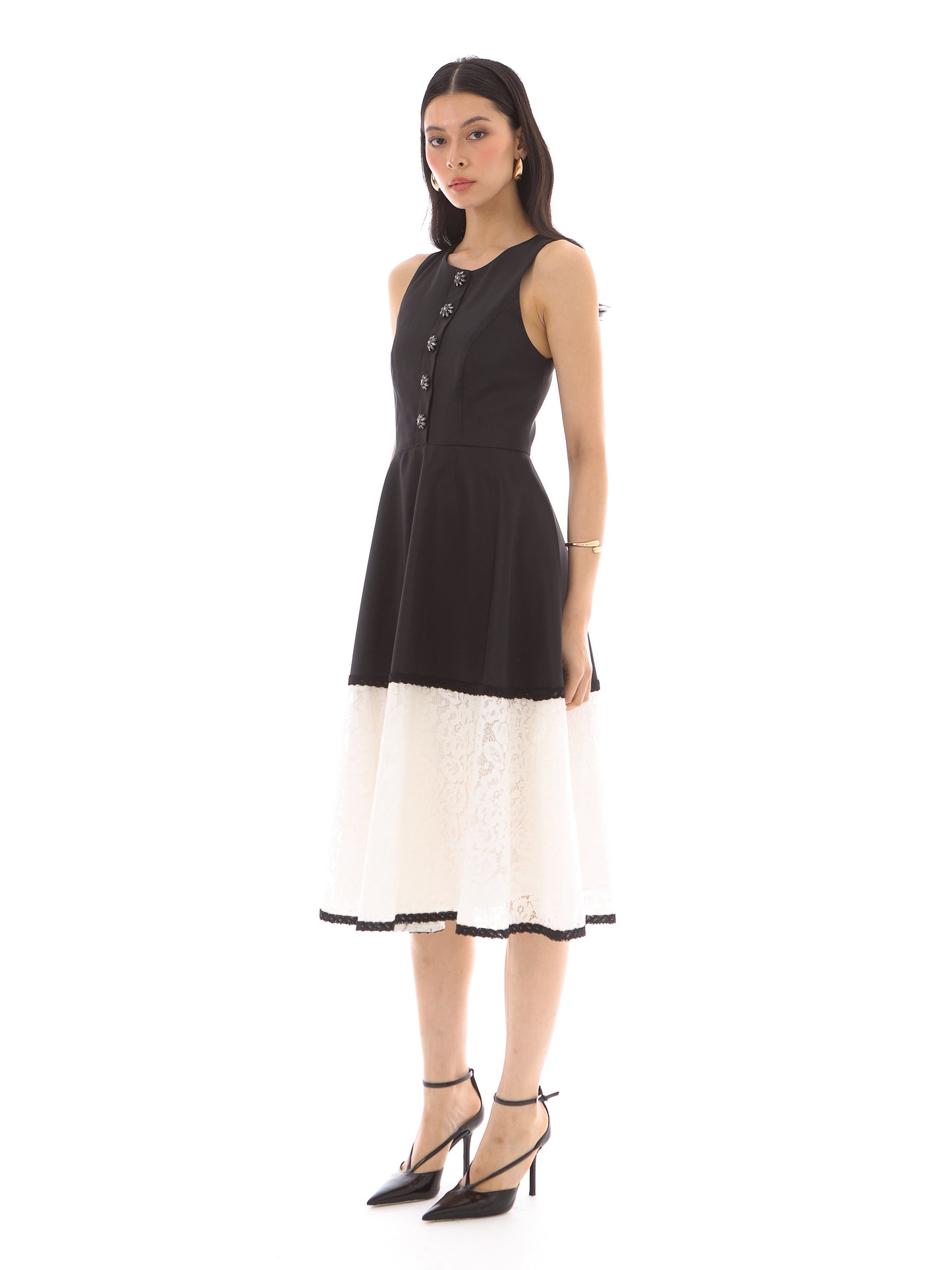 Meredith Dress in Black/White