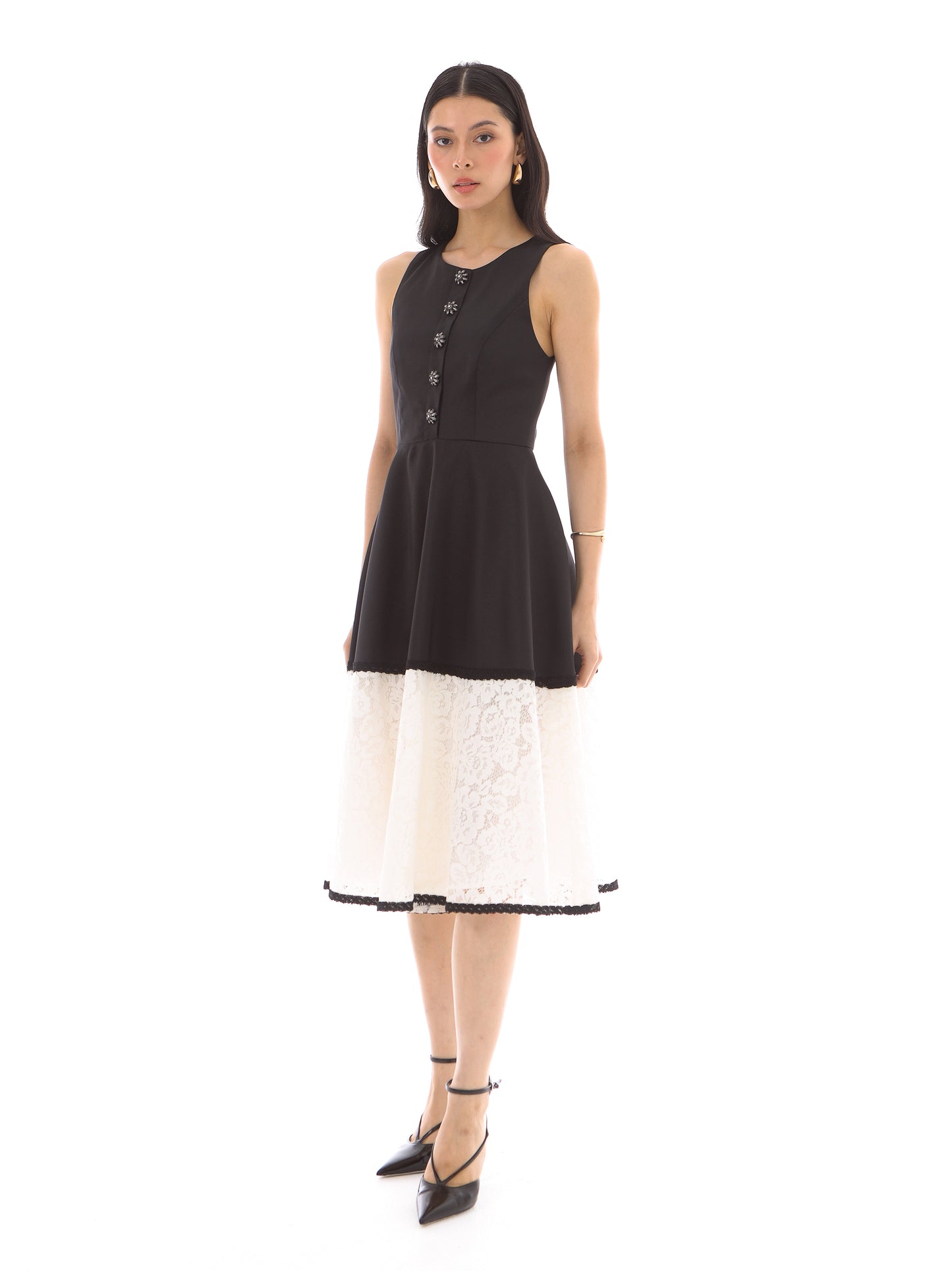 Meredith Dress in Black/White