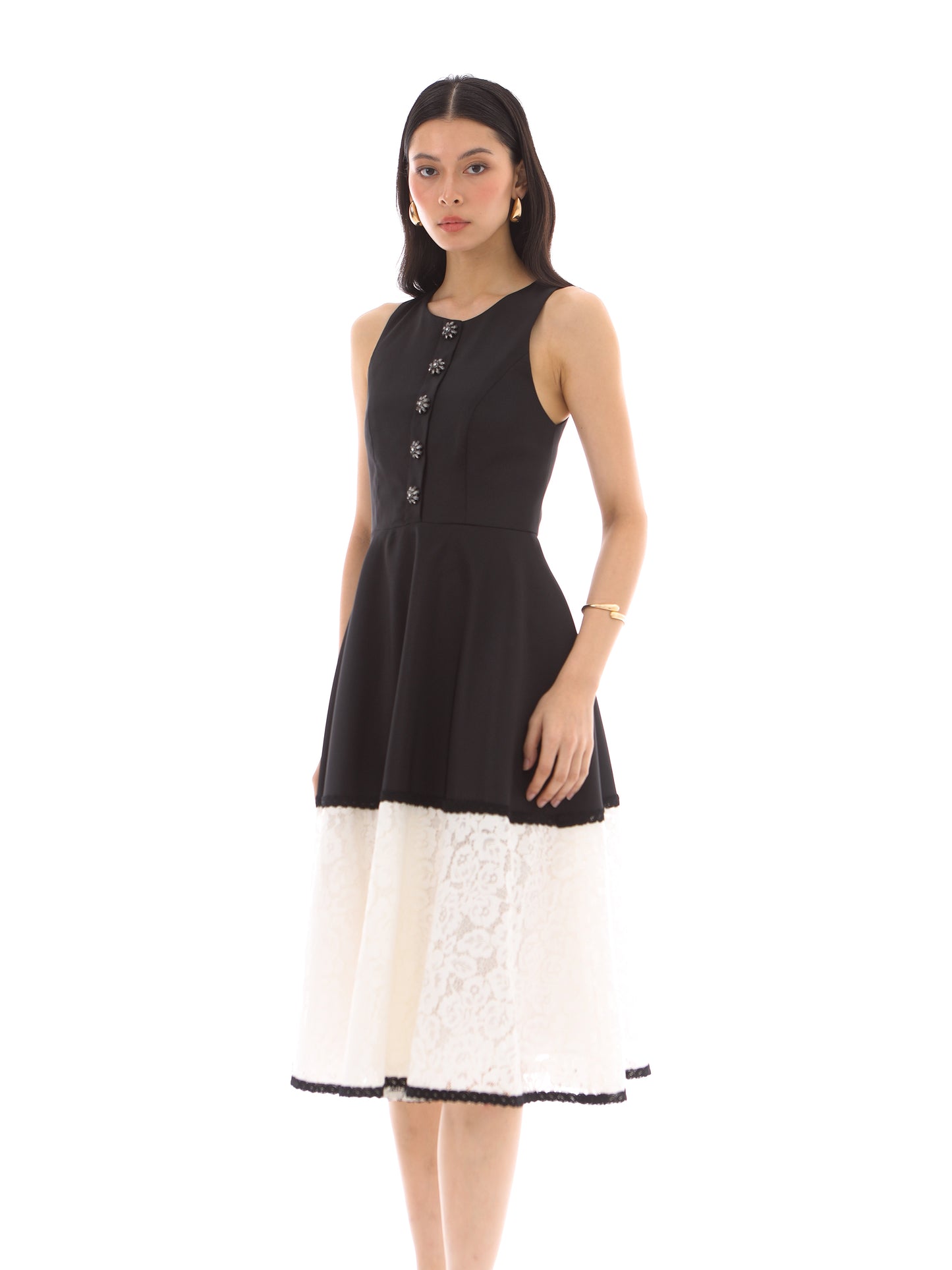 Meredith Dress in Black/White