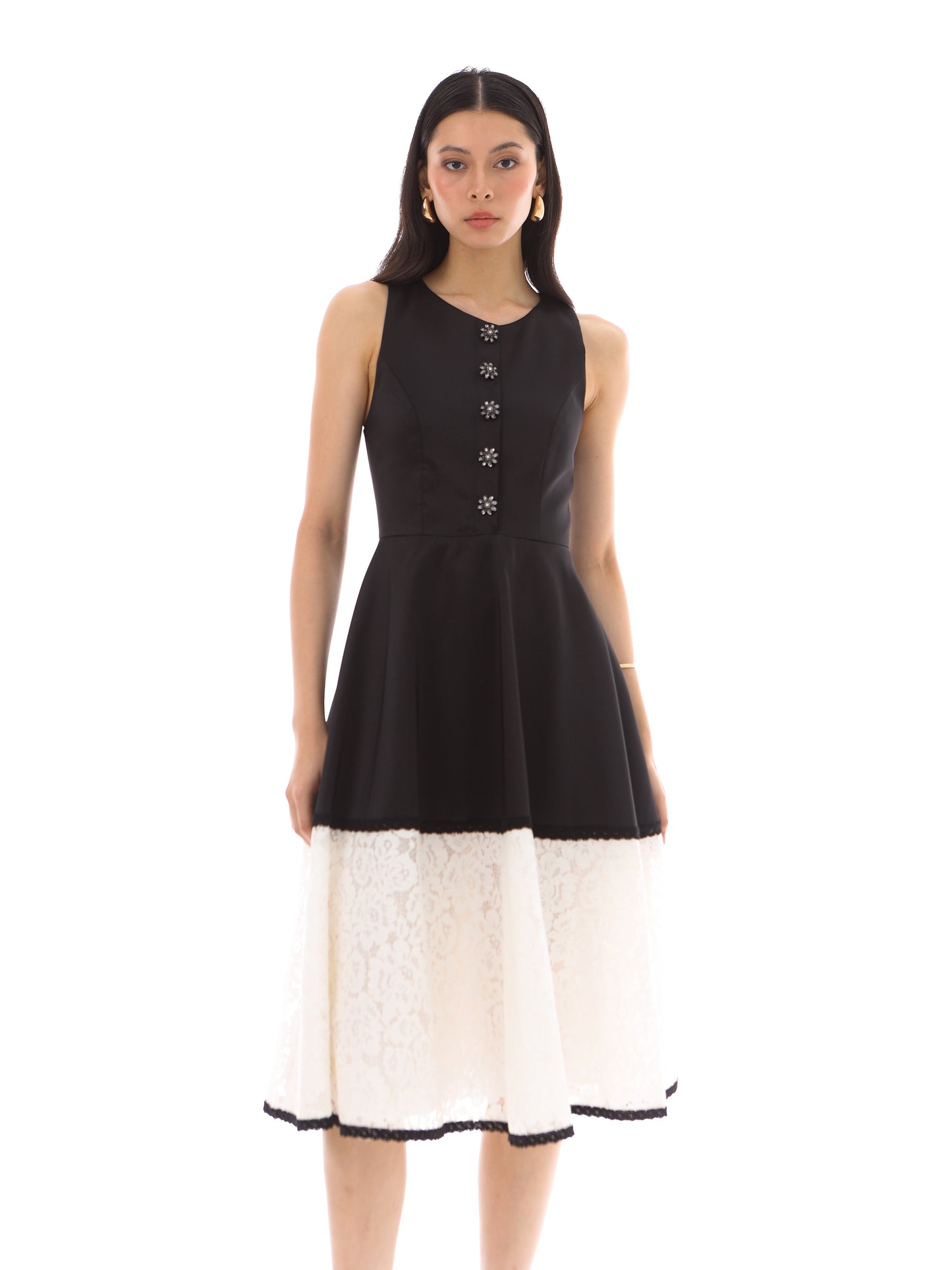 Meredith Dress in Black/White