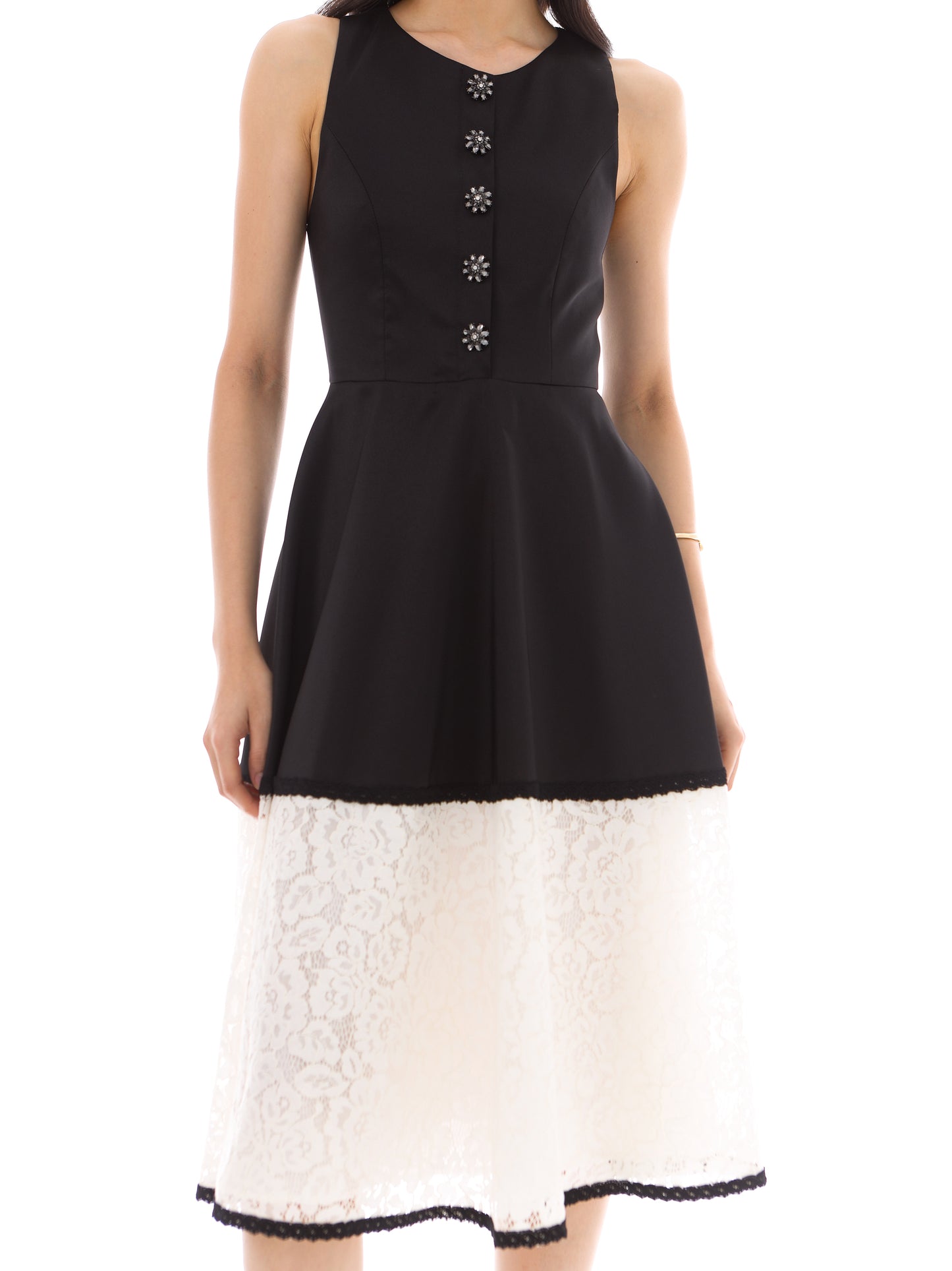 Meredith Dress in Black/White