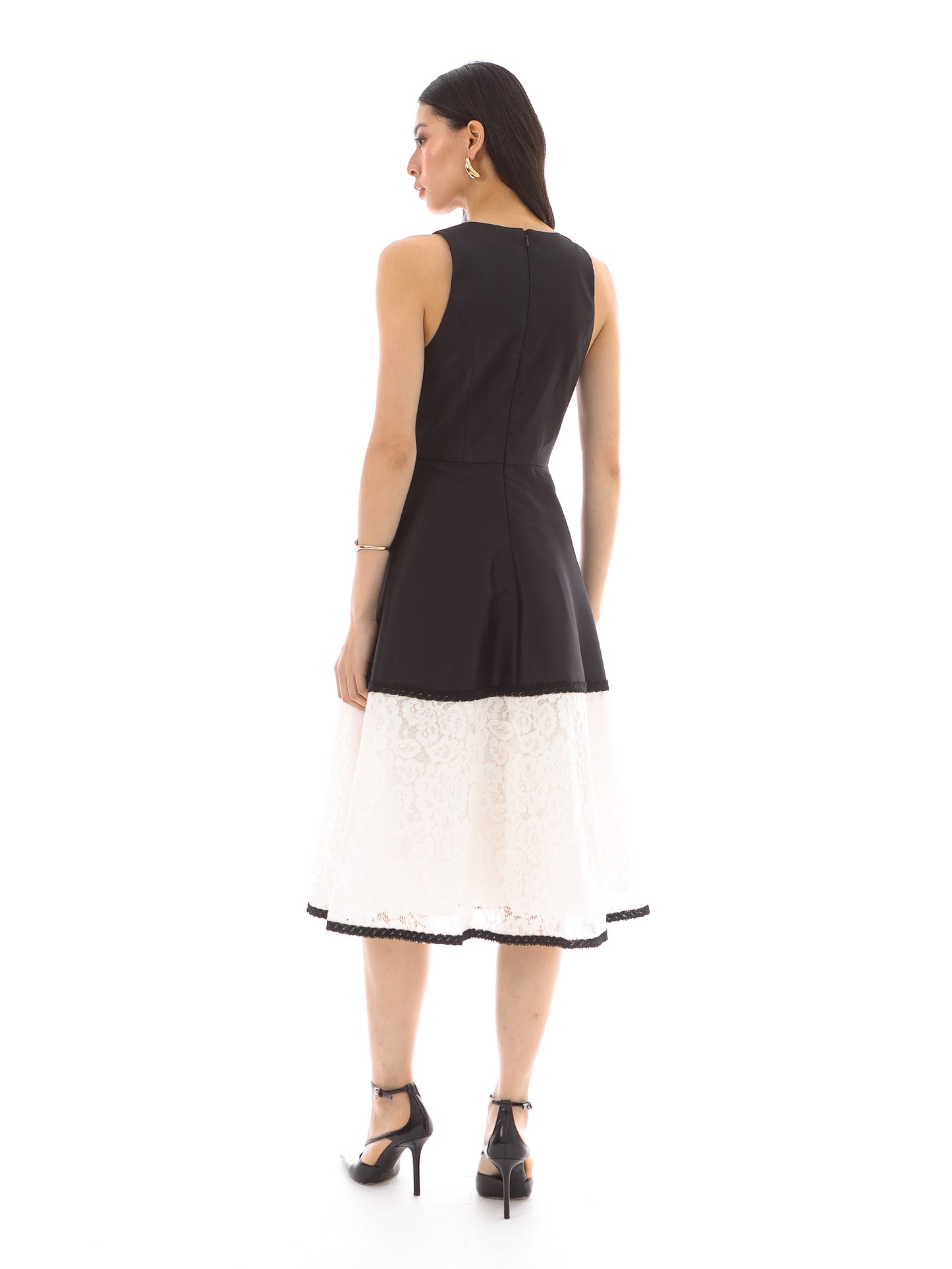 Meredith Dress in Black/White