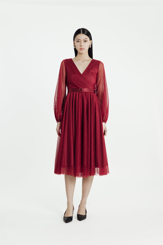 Frostine Dress in Maroon