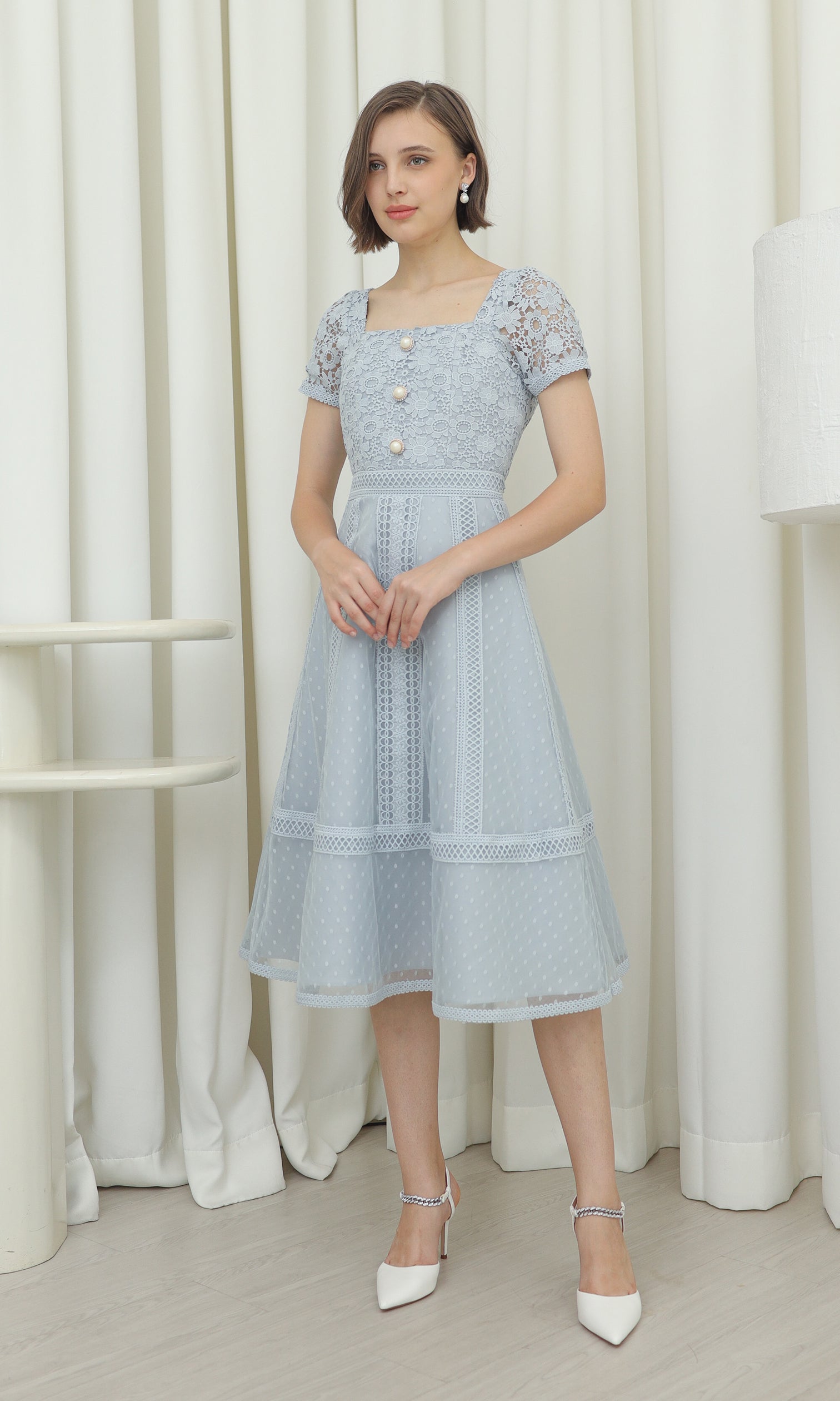 Lulu Dress in Ash Blue – poshtureofficial