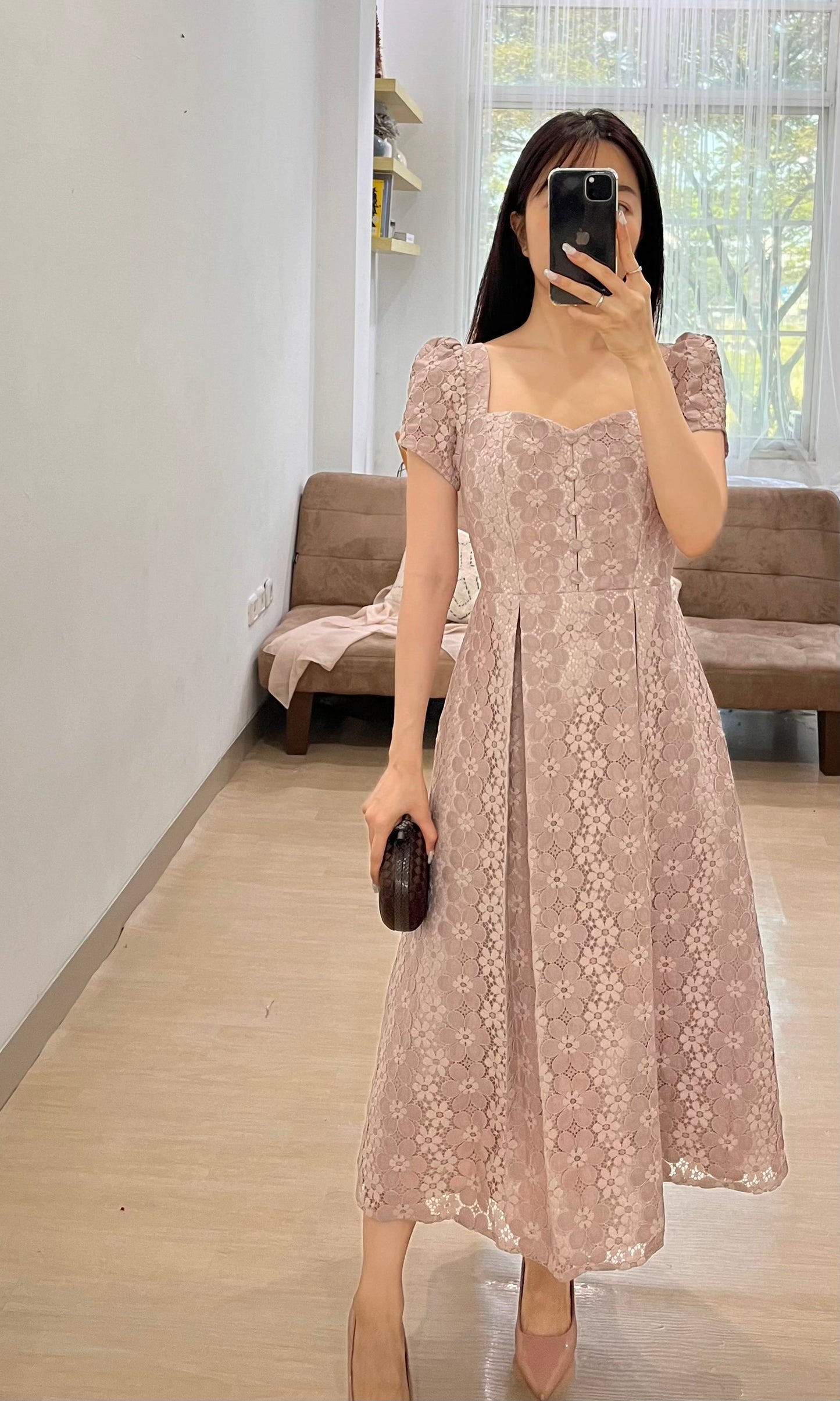 Patricia Dress in Mauve Pink