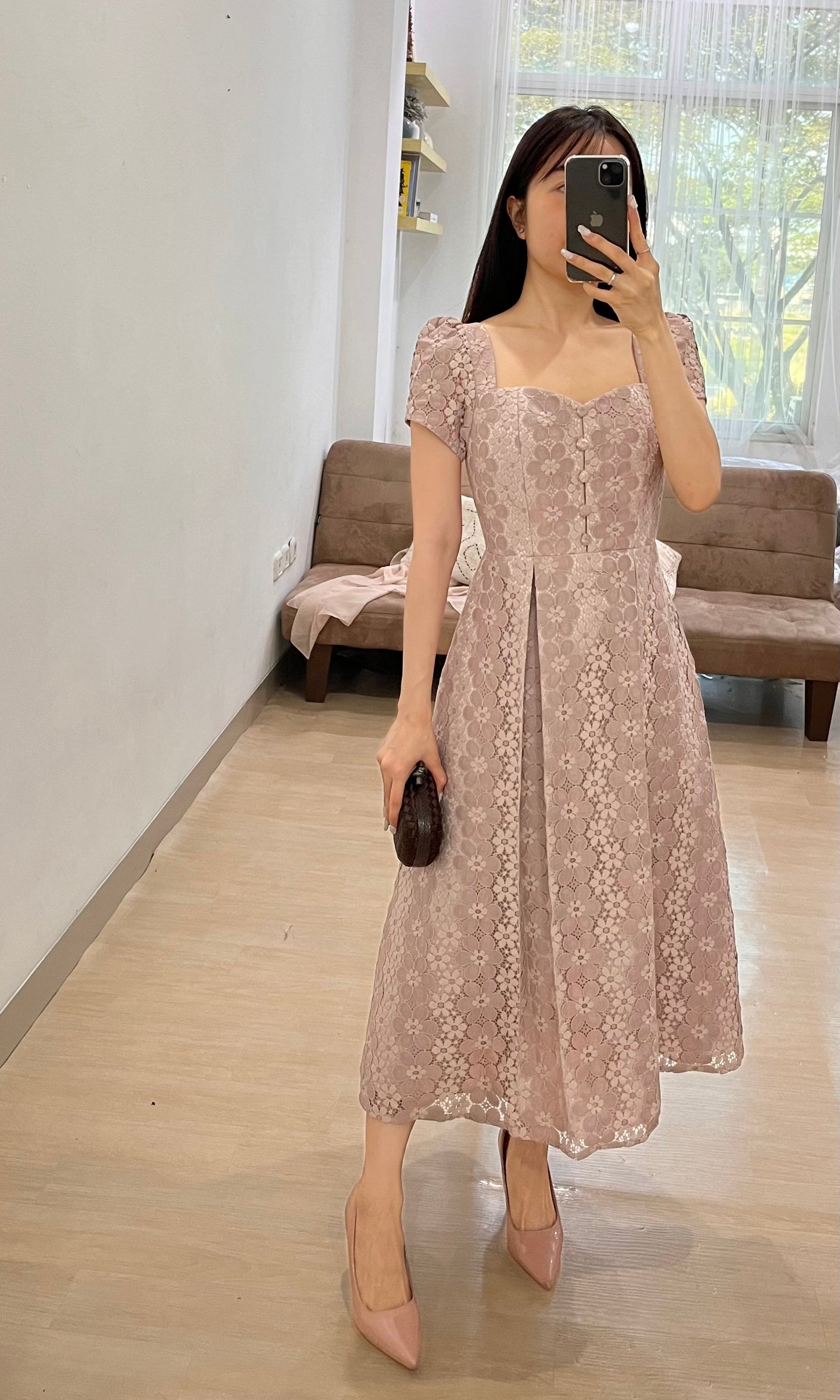 Patricia Dress in Mauve Pink